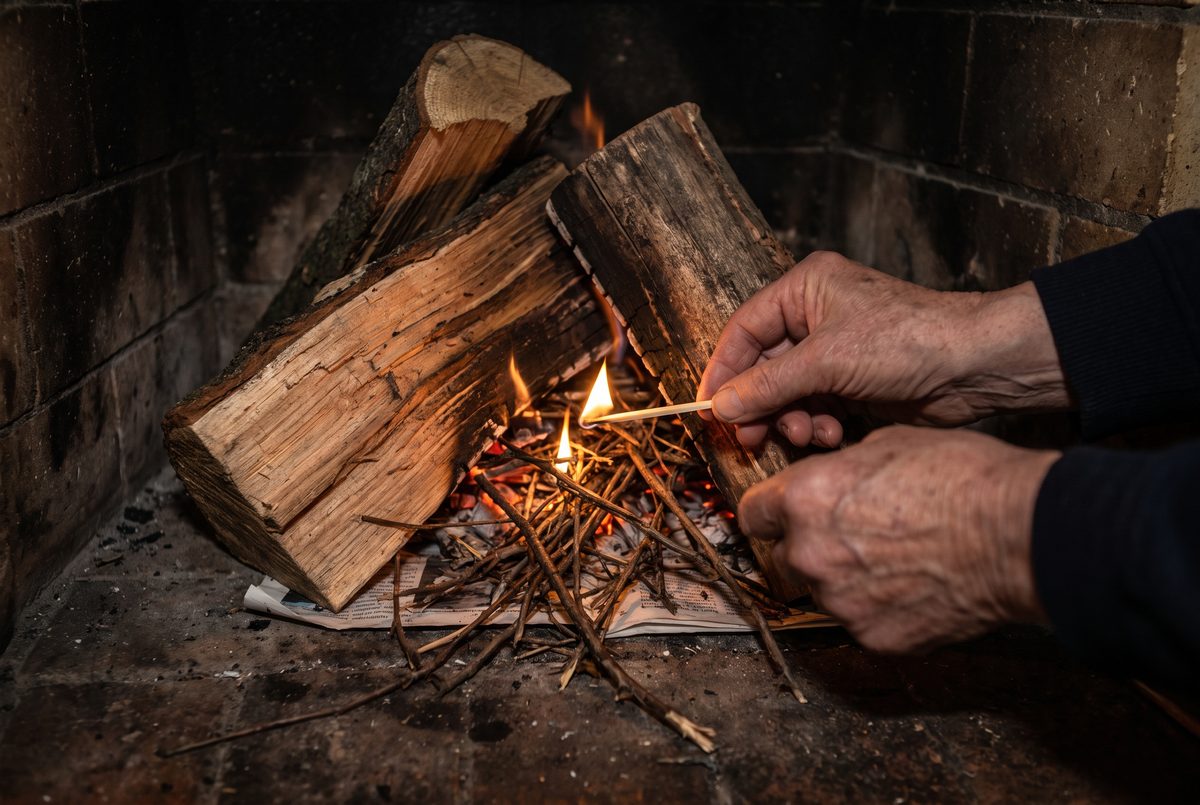 Freshly lit fire using WoodDrop firewood